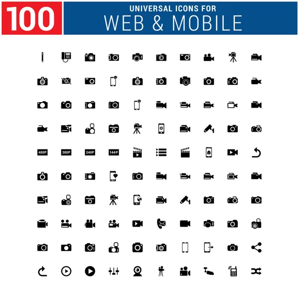 100 Set di icone universali web e mobile — Vettoriale Stock