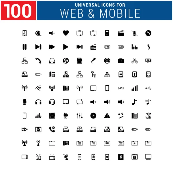 100 universelle Web- und Mobilsymbole — Stockvektor