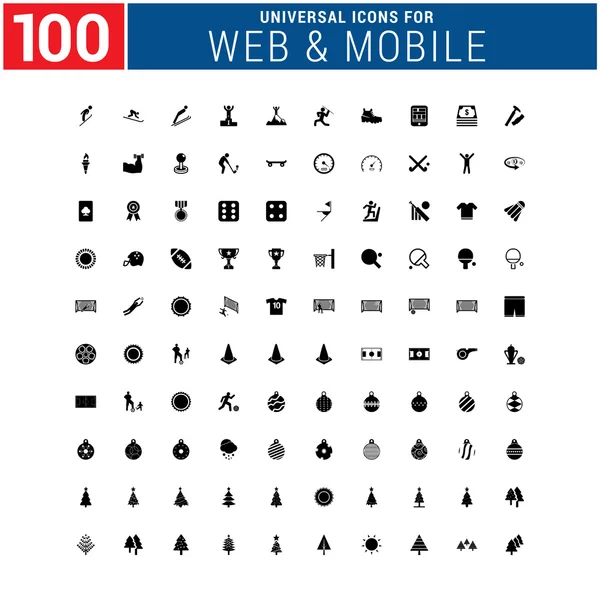 100 универсальный набор иконок для интернета и мобильных устройств — стоковый вектор