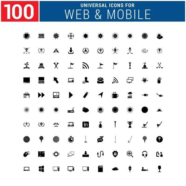 100 универсальный набор иконок для интернета и мобильных устройств — стоковый вектор