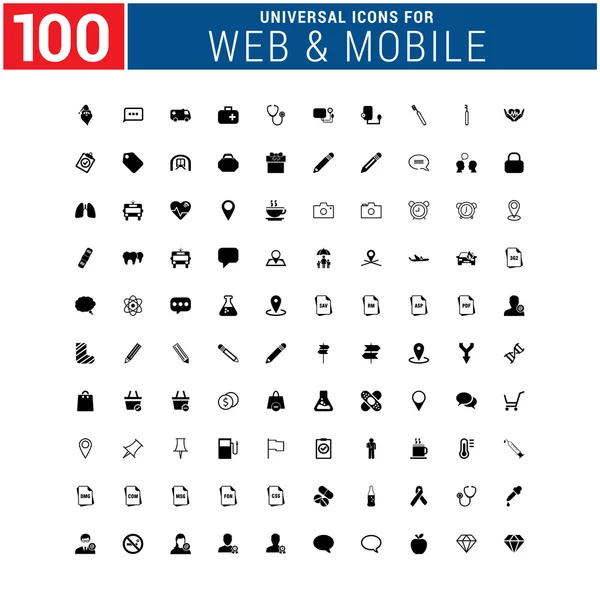 100 универсальный набор иконок для интернета и мобильных устройств — стоковый вектор