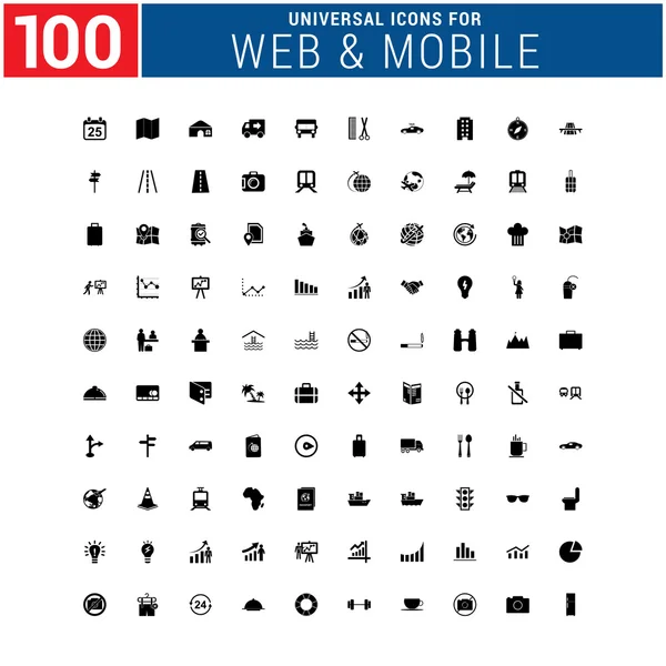 100 univerzális webes és mobil ikon készlet — Stock Vector