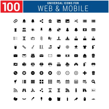 100 Evrensel web ve mobil Icon set