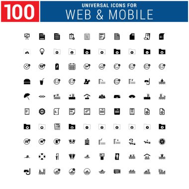 100 Evrensel web ve mobil Icon set