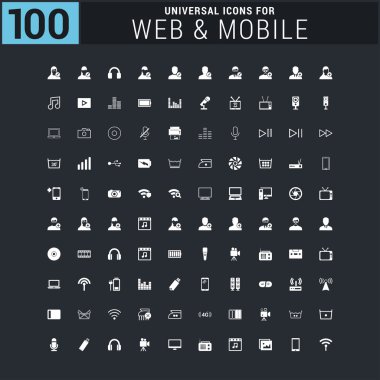 100 Evrensel web ve mobil Icon set