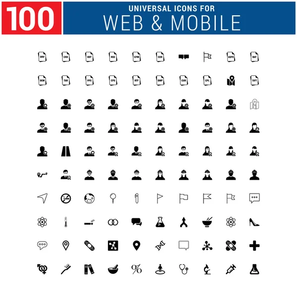 100 univerzális webes és mobil ikon készlet — Stock Vector
