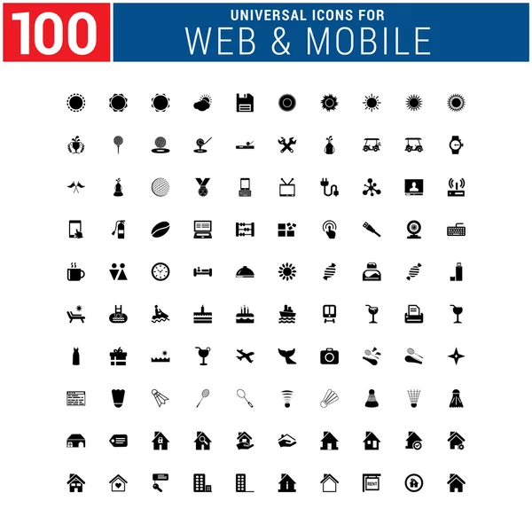 100 универсальный набор иконок для интернета и мобильных устройств — стоковый вектор