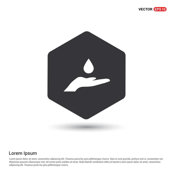 Mano con icono de gota de agua — Vector de stock