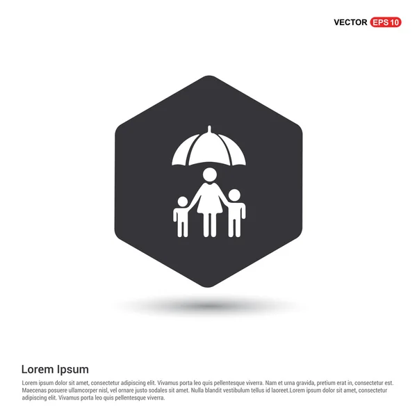 Mãe e crianças sob o ícone guarda-chuva — Vetor de Stock