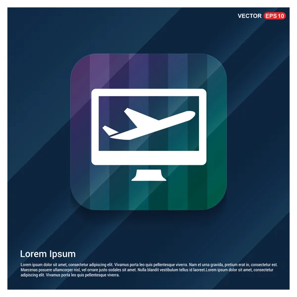 Sinal de avião no ícone do computador desktop — Vetor de Stock