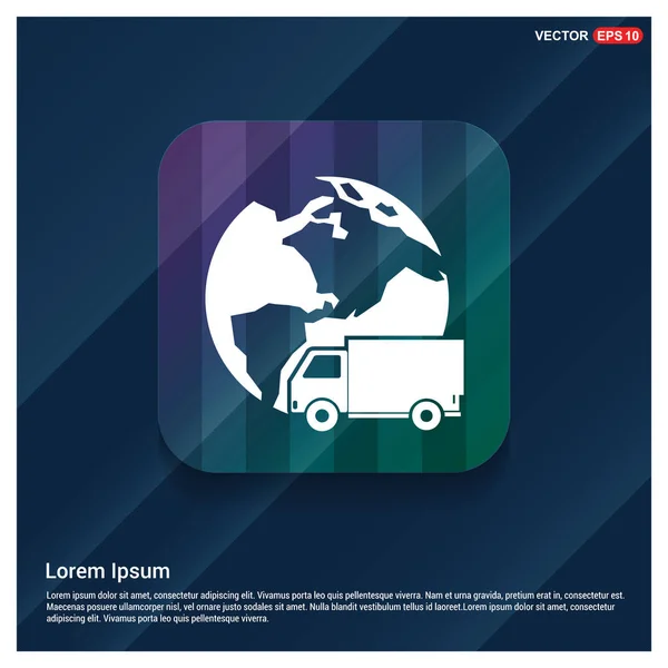 Ikon pengiriman Globe dan truk - Stok Vektor