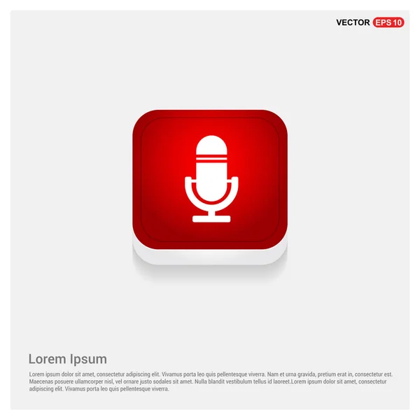 Microphone sign in red button — Stock Vector