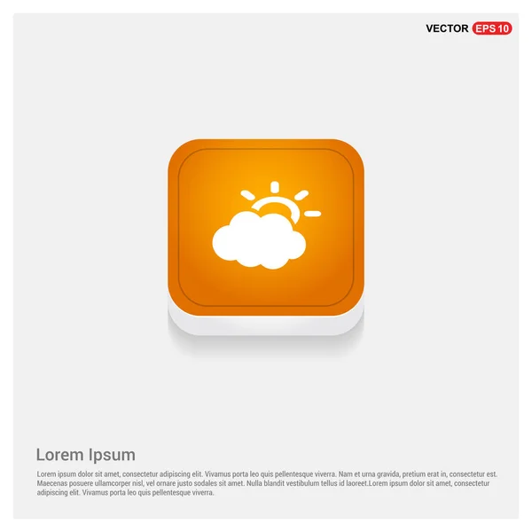 オレンジ色のボタン中の太陽と雲します。 — ストックベクタ