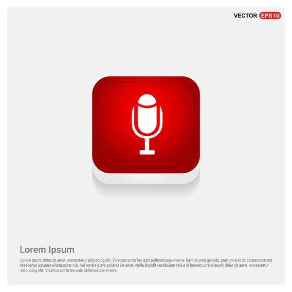 Mikrofon logga in röda knappen — Stock vektor