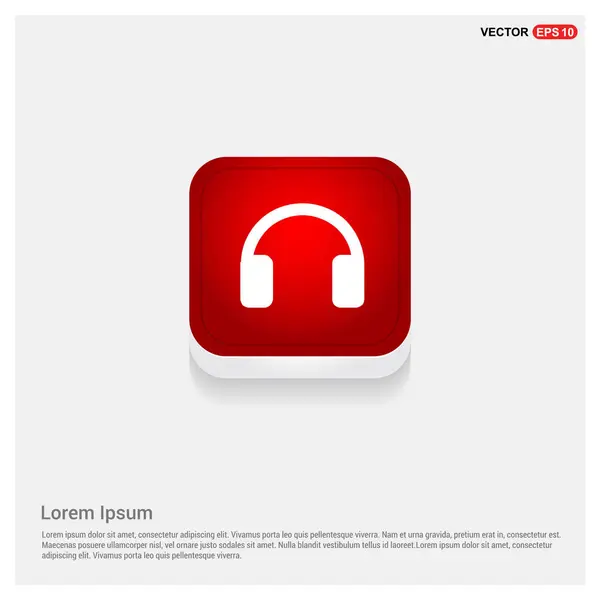 Ακουστικά μέσα κόκκινο κουμπί — Διανυσματικό Αρχείο