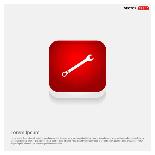 Llave inglesa en botón rojo — Vector de stock