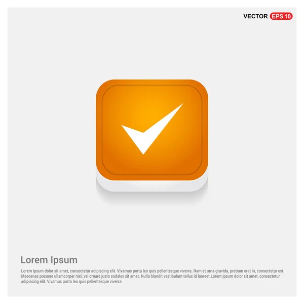 Sinal de marca de verificação no botão laranja — Vetor de Stock