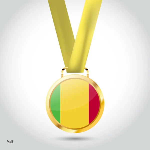 Drapeau du Mali en médaille d'or — Image vectorielle