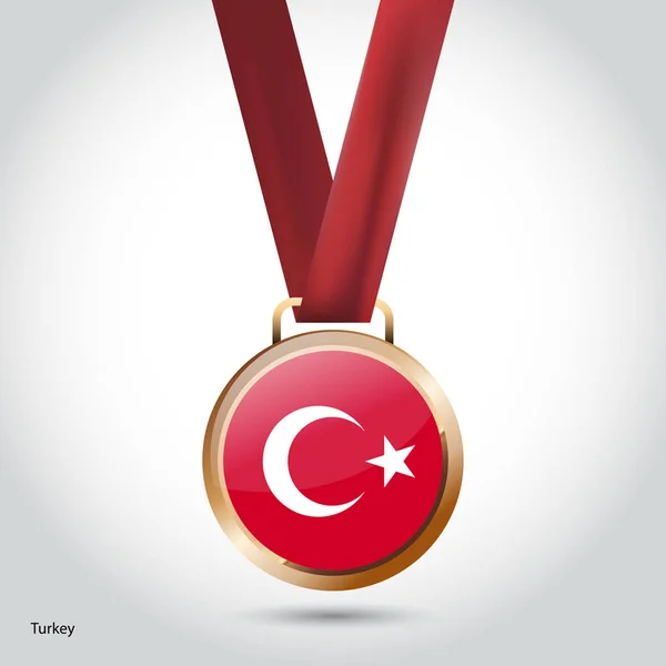 Tyrkisk flag i bronze medalje – Stock-vektor