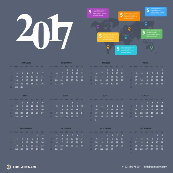Tisknutelná návrh kalendáře — Stockový vektor