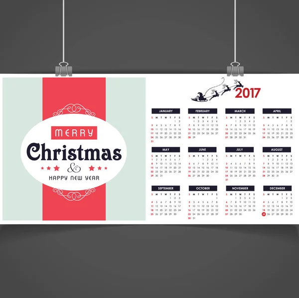 Calendario de Navidad imprimible — Vector de stock