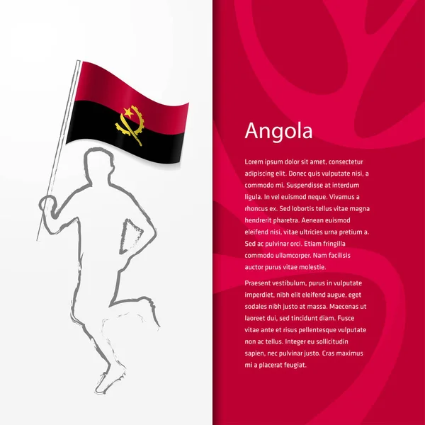与男子手持安哥拉国旗的小册子 — 图库矢量图片