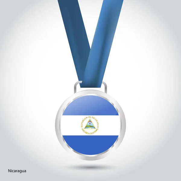 Flaga Nikaragui w srebrny medal — Wektor stockowy