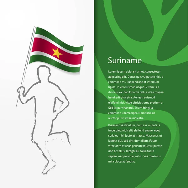 Broschyr med man håller Surinams flagga — Stock vektor