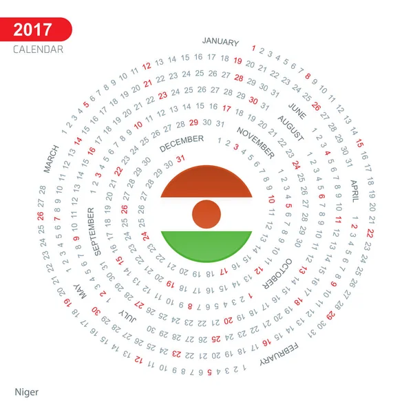 2017 r. kalendarz z flaga Nigru — Wektor stockowy