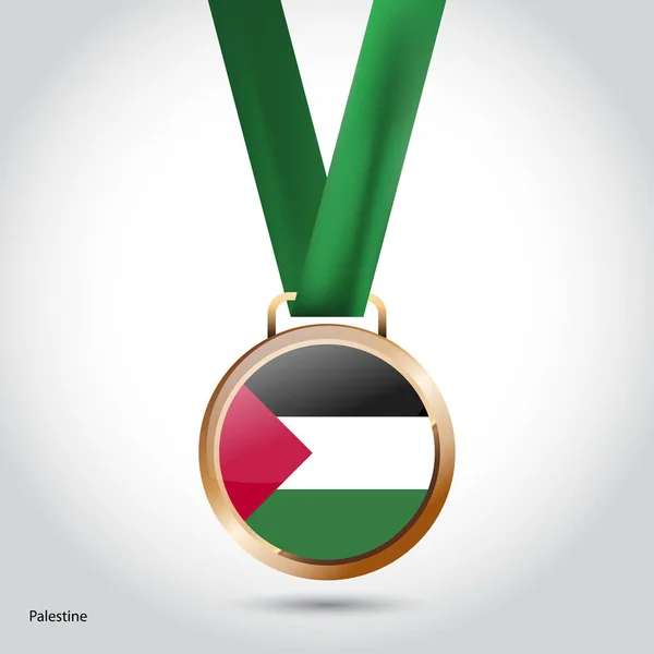 Palesztin zászló-bronz érem — Stock Vector