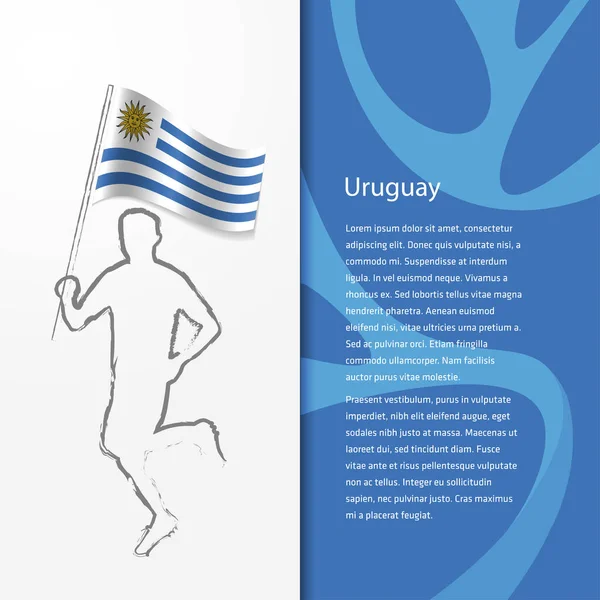 Brochure avec homme tenant le drapeau de l'Uruguay — Image vectorielle