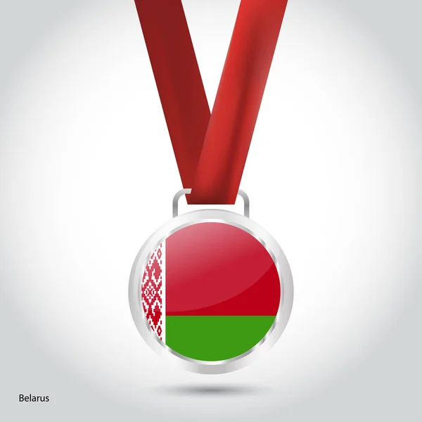 Drapeau Belarus médaille d'argent — Image vectorielle