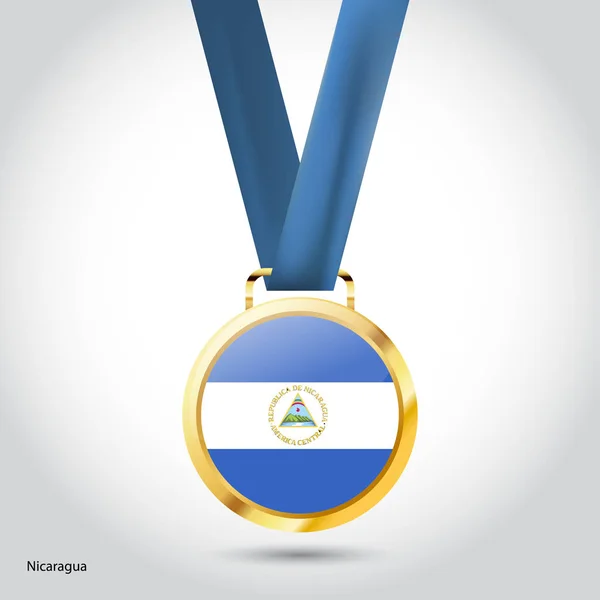 Drapeau Nicaragua en médaille d'or — Image vectorielle