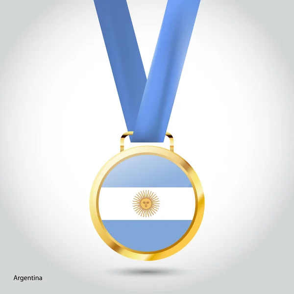 Argentinië vlag in gouden medaille — Stockvector