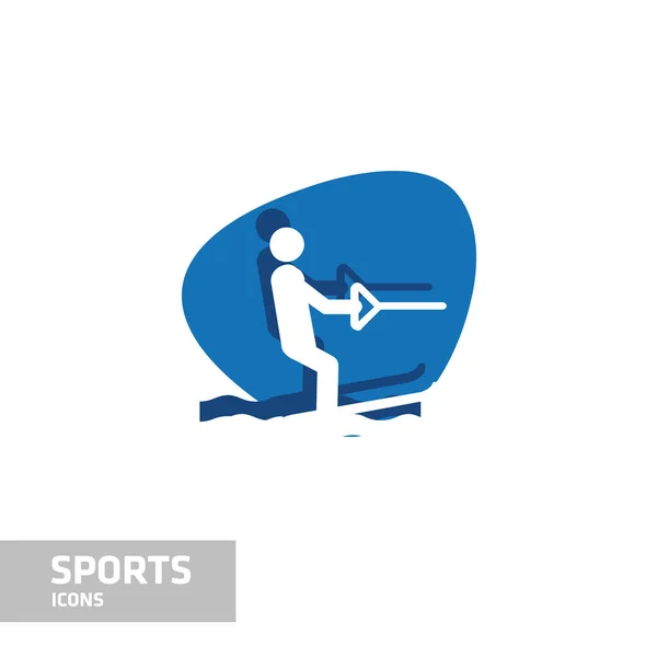 Blue and white sport icon — Stock Vector