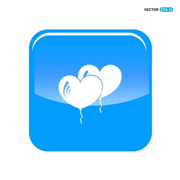 Coeur ballons en bouton bleu — Image vectorielle