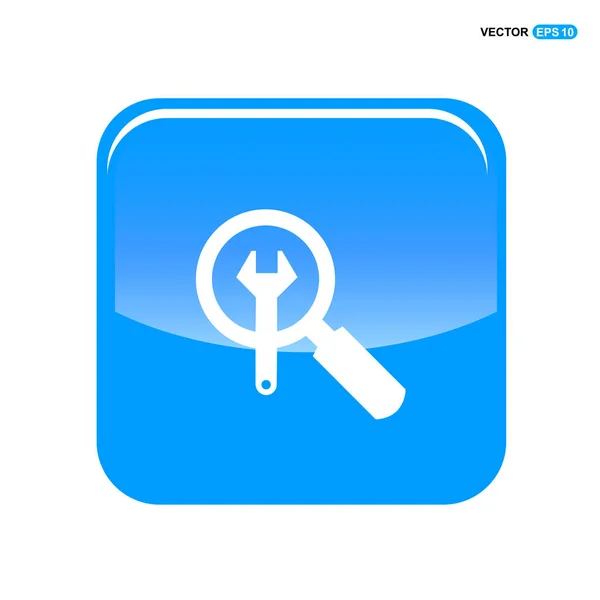 Clé à loupe intérieure en bouton bleu — Image vectorielle