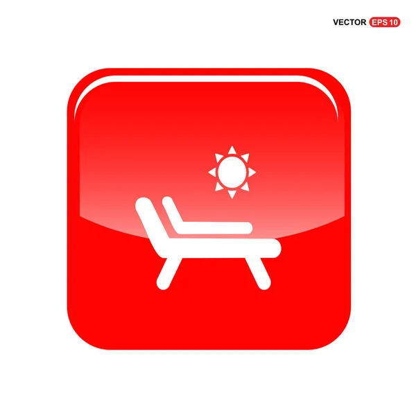 Zon en chaise longue pictogram — Stockvector