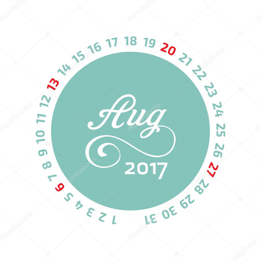 2017 calendar for month