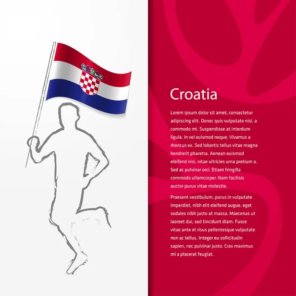 与男子手持克罗地亚国旗的小册子 — 图库矢量图片