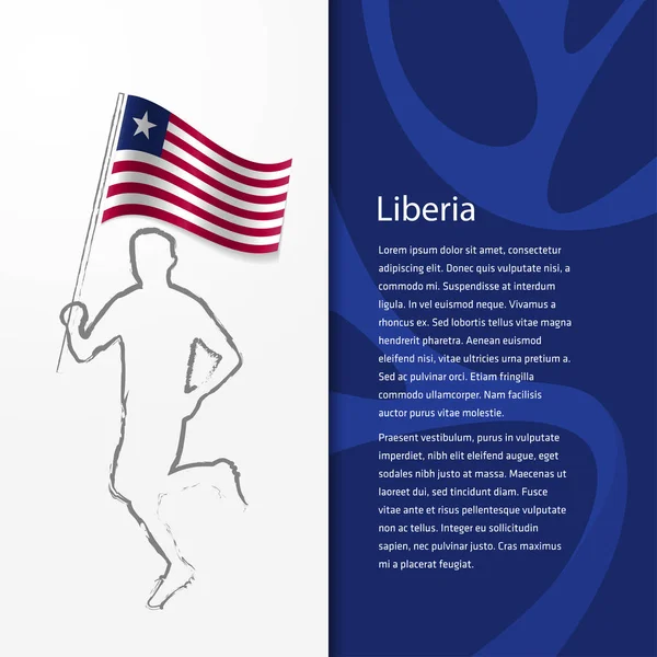 Broschyr med man holding Liberia flagga — Stock vektor