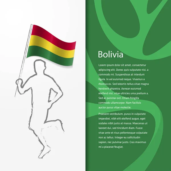 Broschyr med man håller Bolivia flagga — Stock vektor