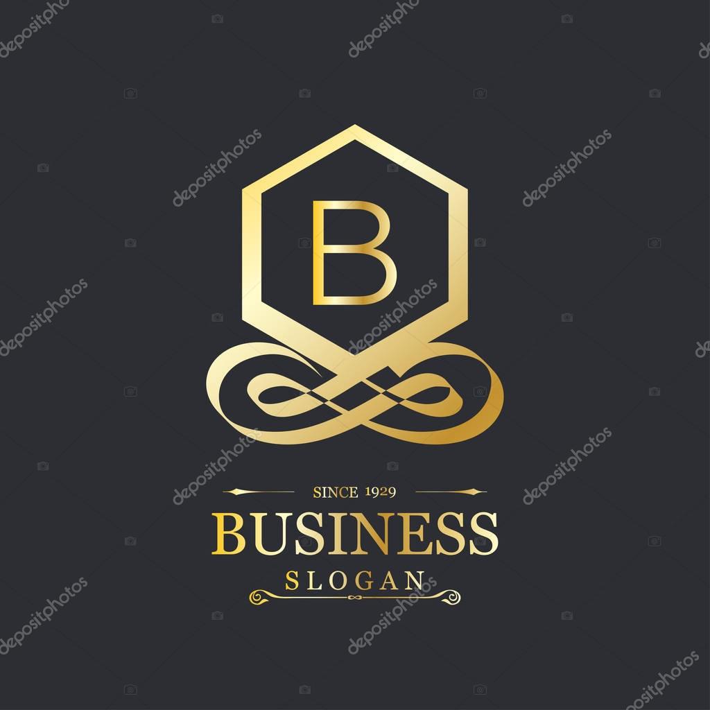 Business logotype icon with letter B on black background, vector illustration