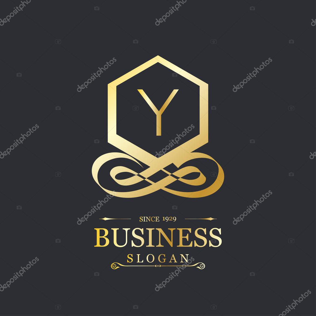 Business logotype icon with letter Y on black background, vector illustration