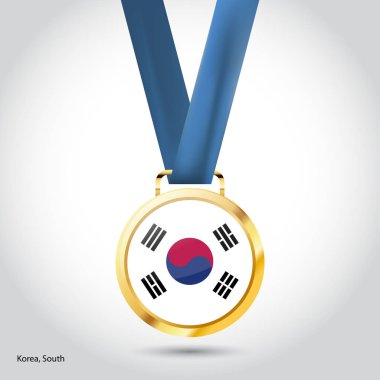 Altın madalya Güney Kore bayrağı 