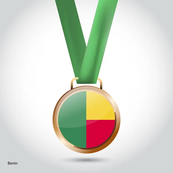 Flaga Beninu w brązowy medal — Wektor stockowy