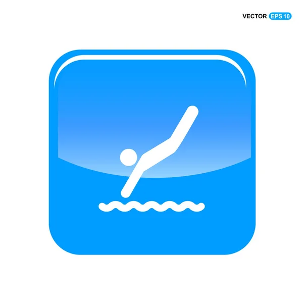 Saltar en el icono del agua — Vector de stock