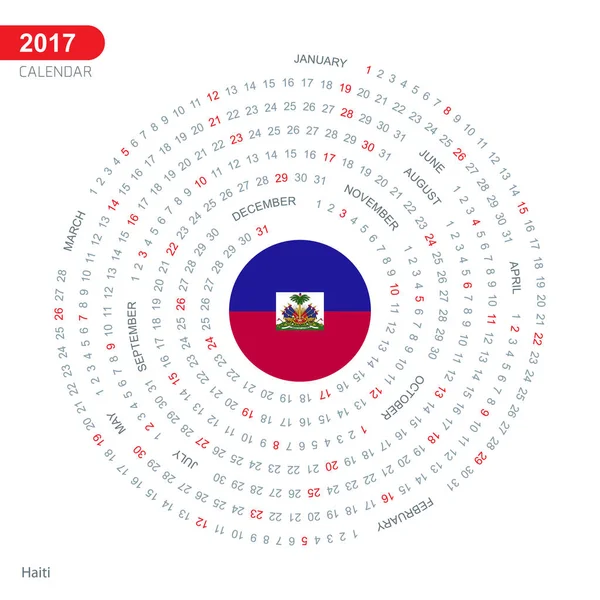 Kalender van 2017 met Haïti vlag — Stockvector