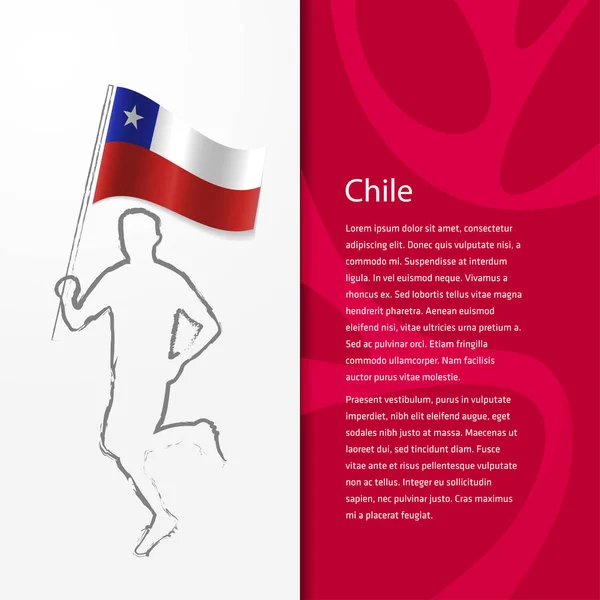 Brochura com homem segurando bandeira do Chile —  Vetores de Stock