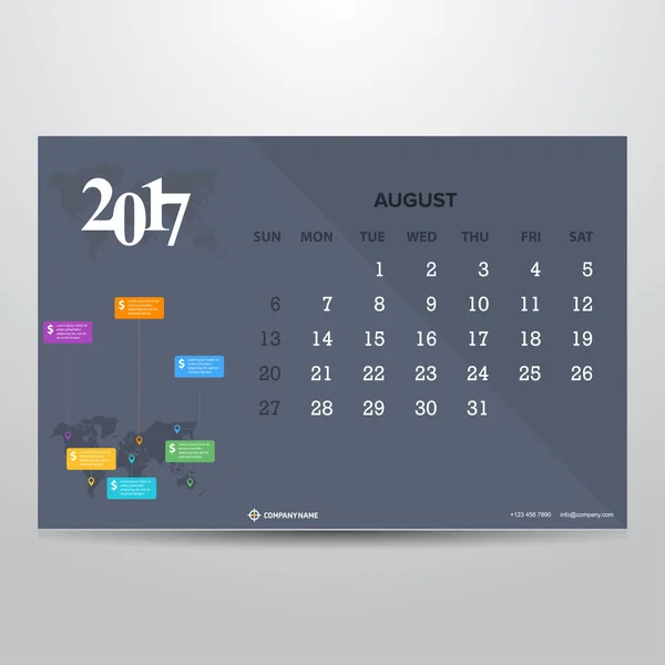 Printable design of calendar — Stock Vector